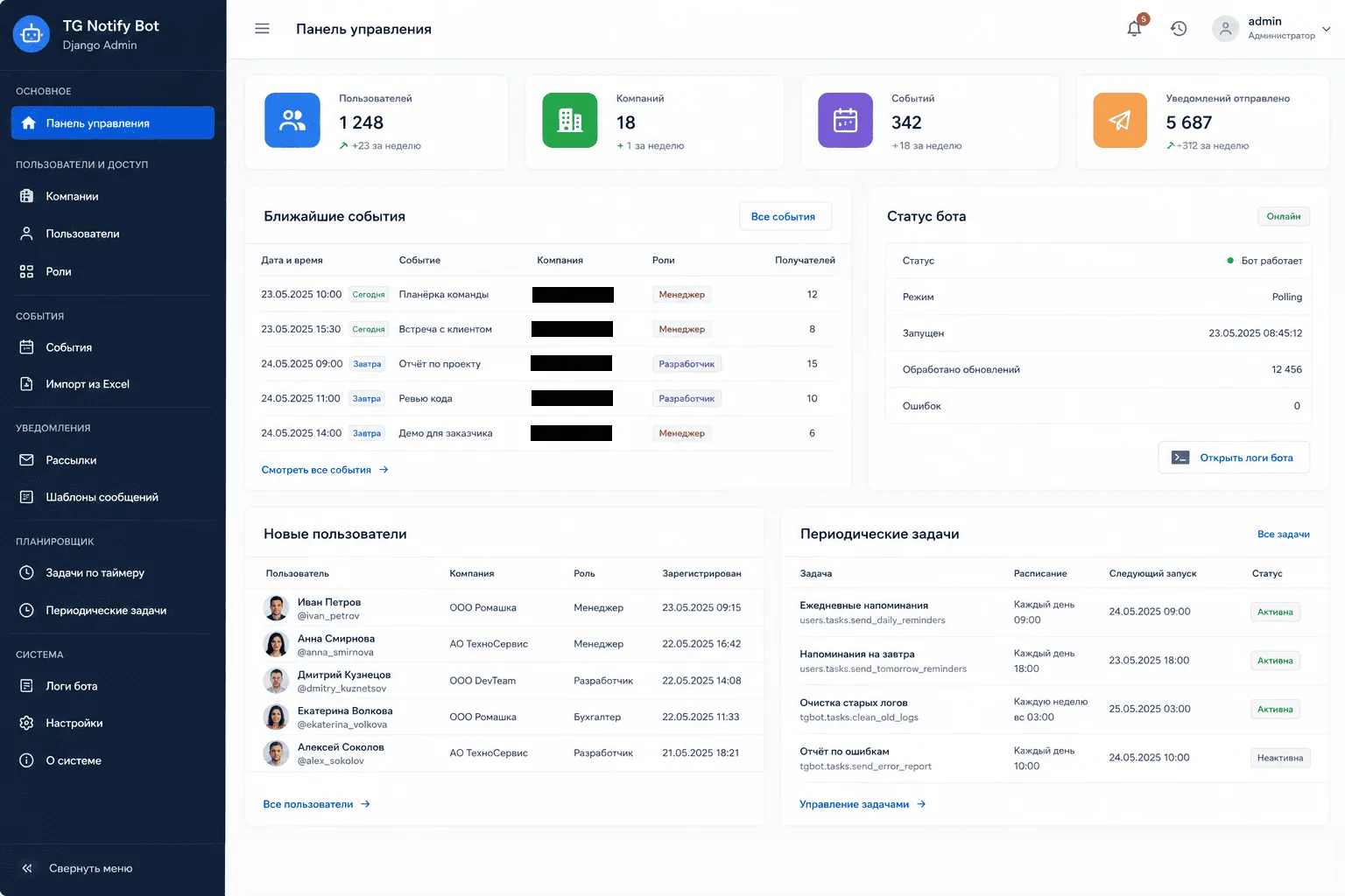 Preview of project “Telegram bot for event reminders”
